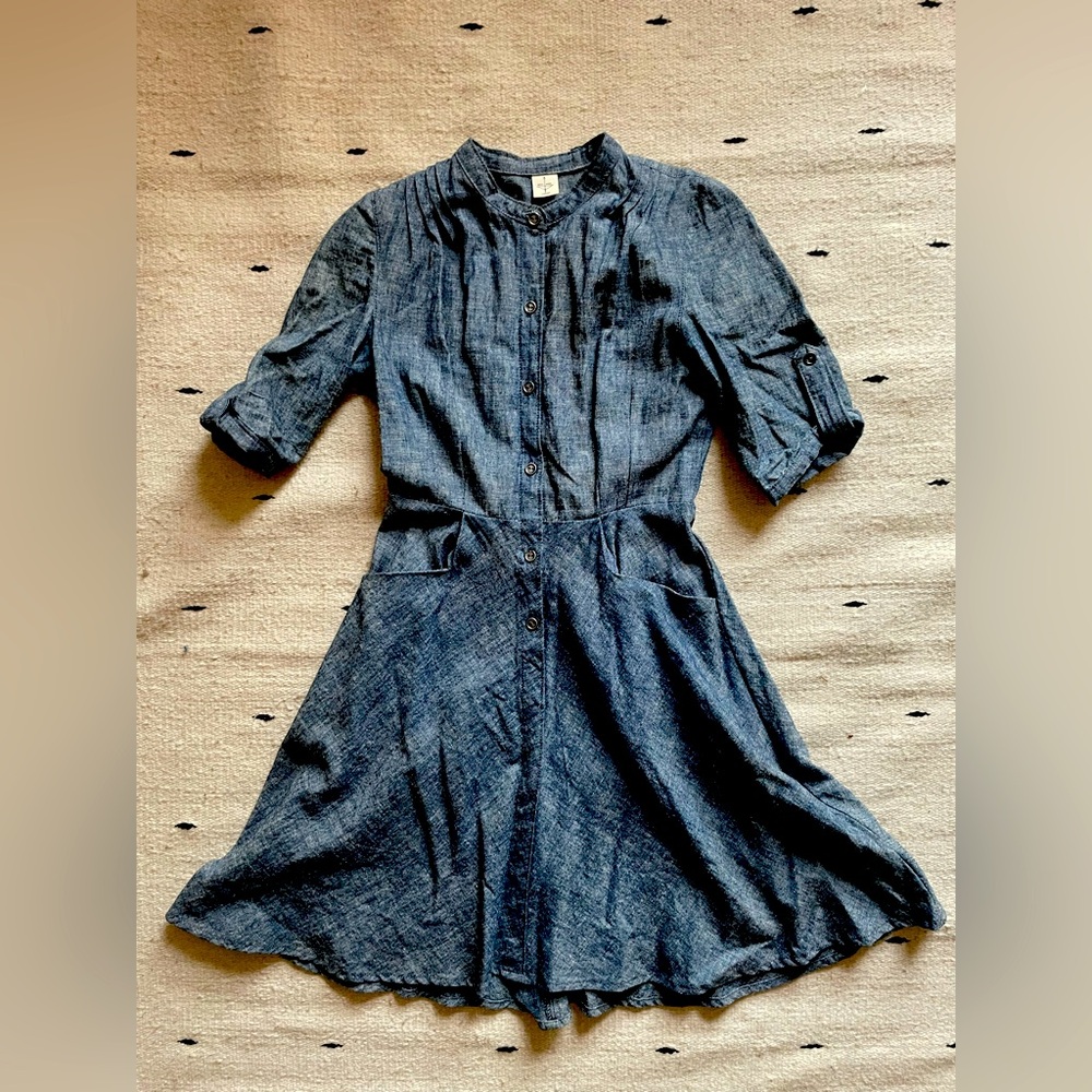 Blue cotton button up dress from Bow and Arrow size XS